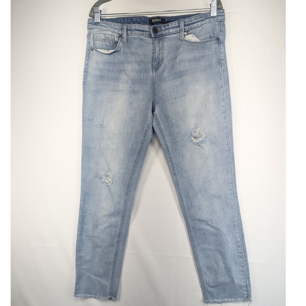 Buffalo David Bitton‎ Jess Rip and Repair Mid Rise Skinny Jeans Light Wash 12x32